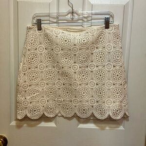 MNG Mango Cream Crochet Mini Skirt